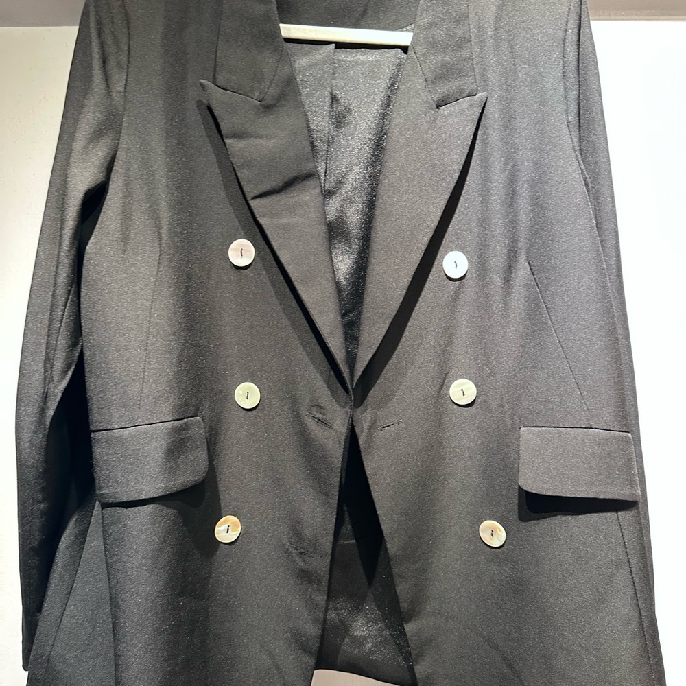 Mazik Black Blazer with White pearl Accents